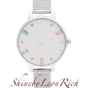 Olivia Burton Womens Rainbow Bee Stainless Silver Watch
